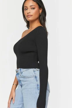 One-Shoulder Sweater-Knit Top