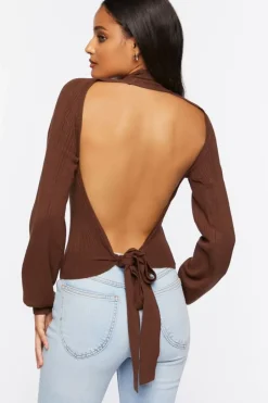Open-Back Mock Neck Sweater