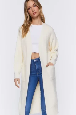 Open-Front Longline Cardigan Sweater