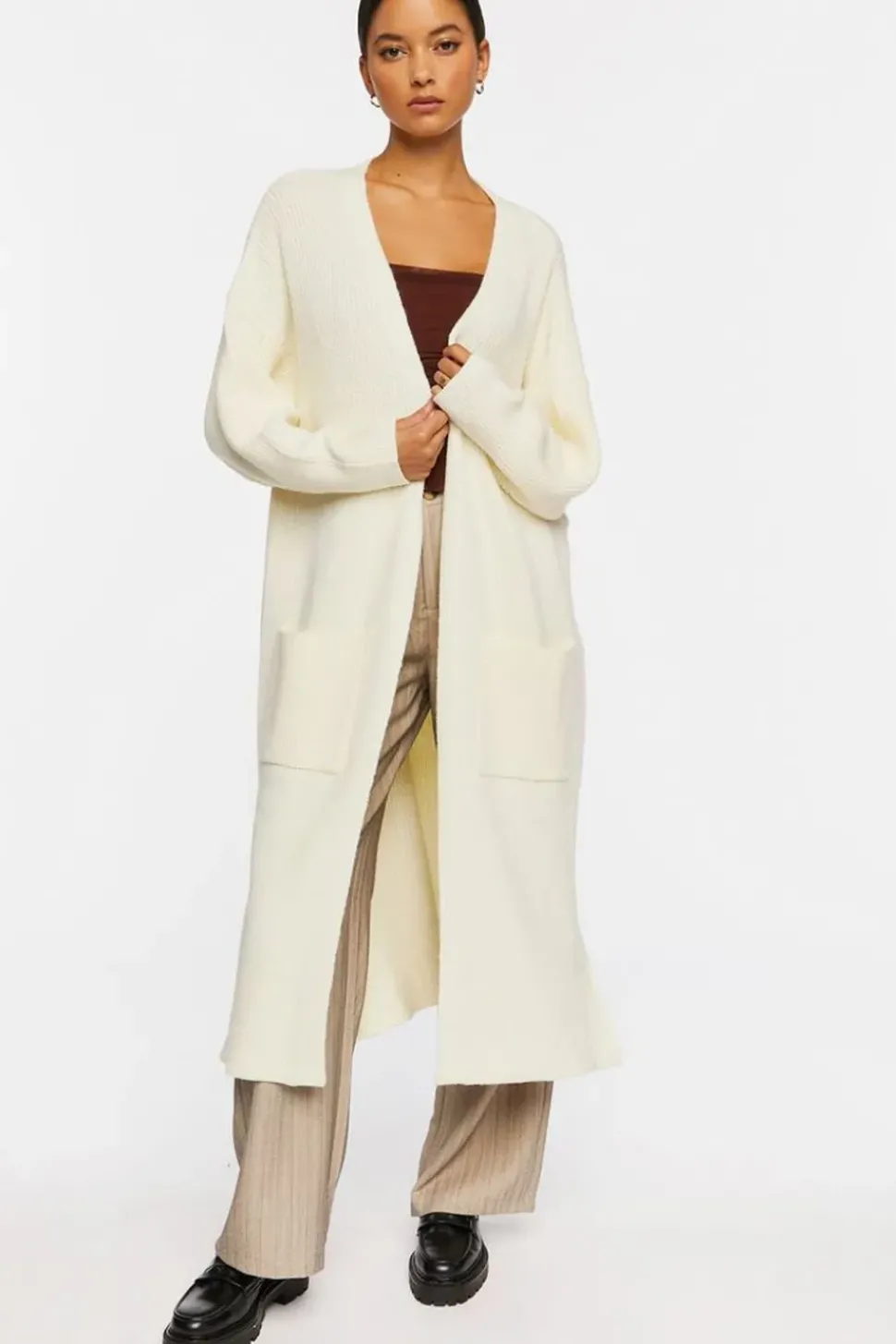 Open-Front Longline Cardigan Sweater