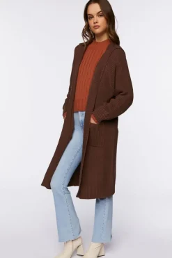 Open-Front Longline Cardigan Sweater