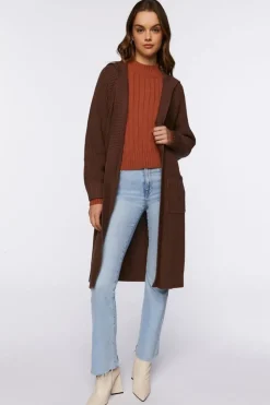 Open-Front Longline Cardigan Sweater