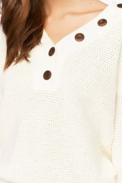 Open-Knit Buttoned Sweater