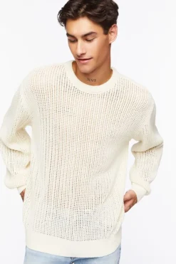 Open-Knit Crew Sweater