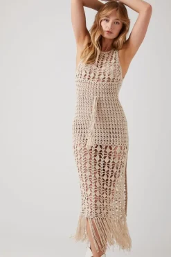 Open-Knit Crochet Maxi Dress