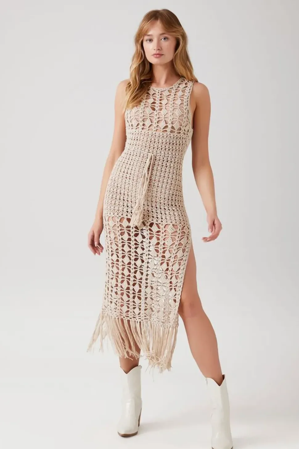 Open-Knit Crochet Maxi Dress