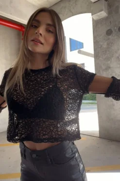 Open-Knit Crop Top