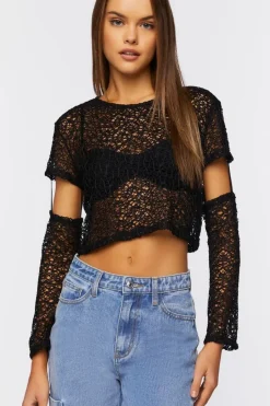 Open-Knit Crop Top
