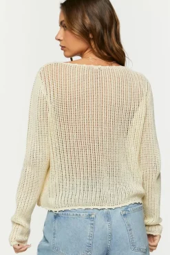 Open-Knit Floral Sweater