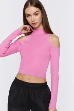 Open-Shoulder Mock Neck Top