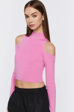 Open-Shoulder Mock Neck Top