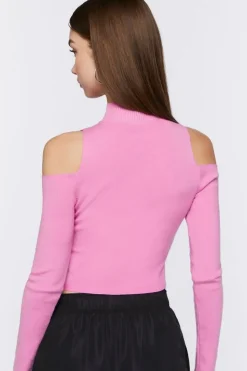 Open-Shoulder Mock Neck Top