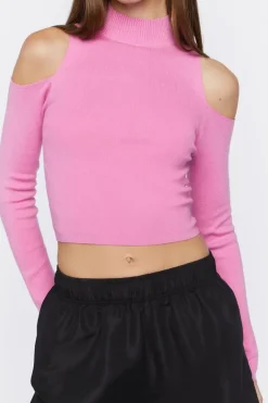 Open-Shoulder Mock Neck Top