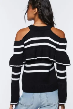 Open-Shoulder Ruffle Sweater