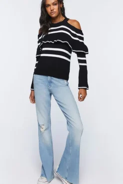 Open-Shoulder Ruffle Sweater