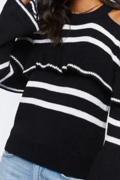 Open-Shoulder Ruffle Sweater