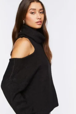 Open-Shoulder Turtleneck Sweater
