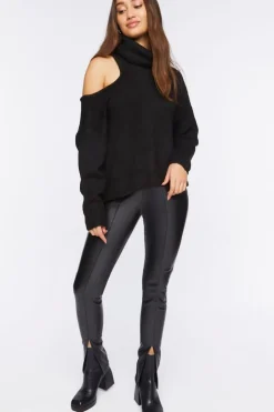 Open-Shoulder Turtleneck Sweater