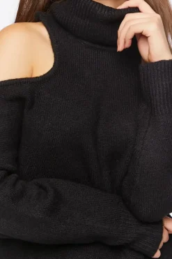 Open-Shoulder Turtleneck Sweater