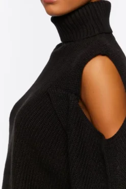 Open-Shoulder Turtleneck Sweater