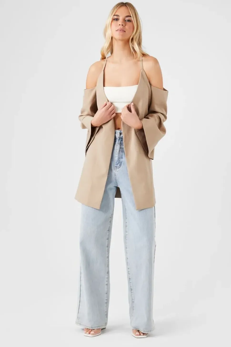 Open-Shoulder Wrap Jacket
