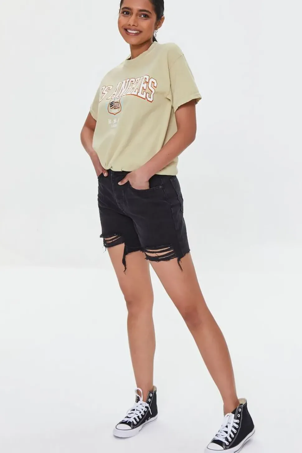 Organically Grown Cotton Denim Mom Shorts