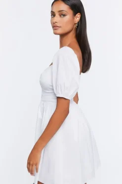 O-Ring Puff-Sleeve Mini Dress