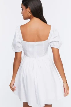 O-Ring Puff-Sleeve Mini Dress