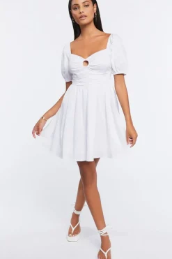 O-Ring Puff-Sleeve Mini Dress