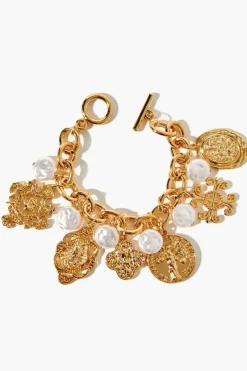 Ornate Faux Pearl Charm Bracelet