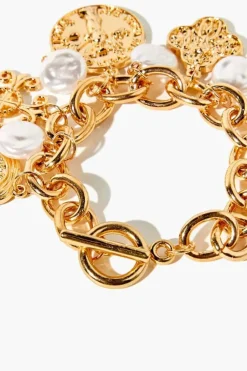 Ornate Faux Pearl Charm Bracelet