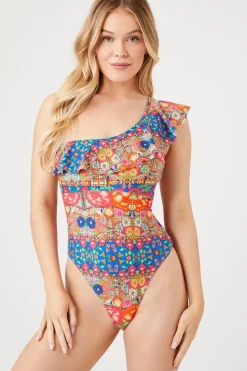 Ornate One-Shoulder One-Piece Swimsuit