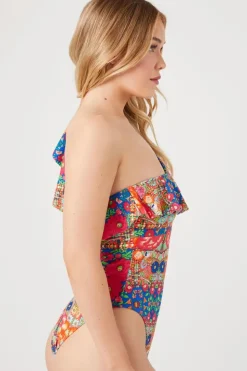 Ornate One-Shoulder One-Piece Swimsuit