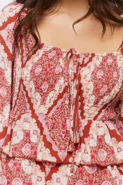 Ornate Paisley Print Mini Dress