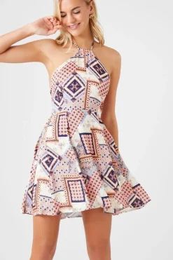 Ornate Patchwork Halter Dress