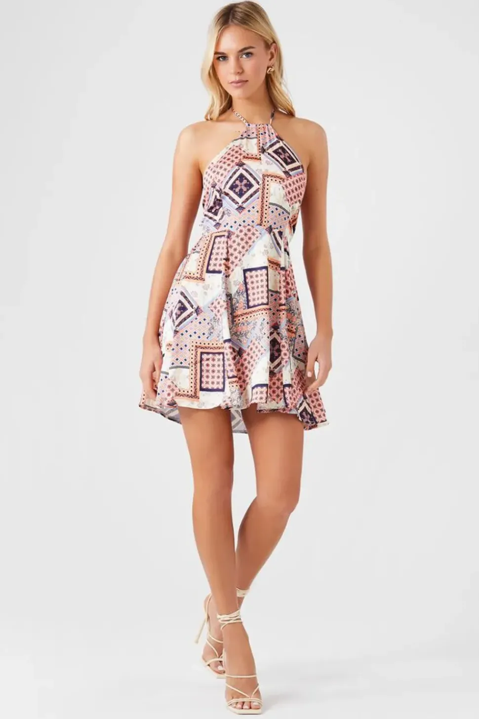 Ornate Patchwork Halter Dress