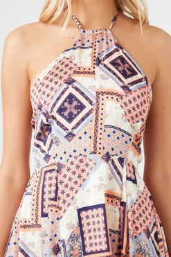 Ornate Patchwork Halter Dress