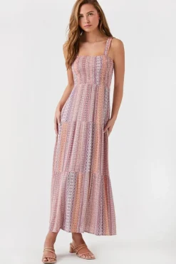 Ornate Print Caged Maxi Dress