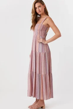 Ornate Print Caged Maxi Dress