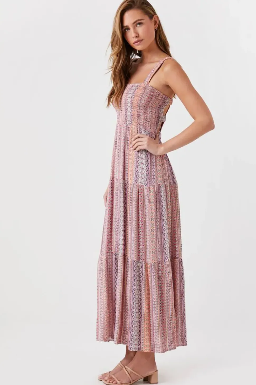 Ornate Print Caged Maxi Dress
