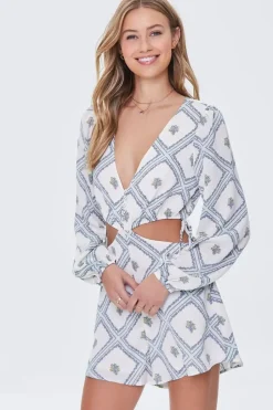 Ornate Print Cutout Romper