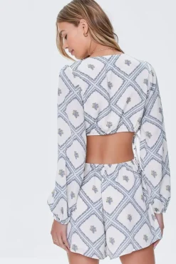 Ornate Print Cutout Romper