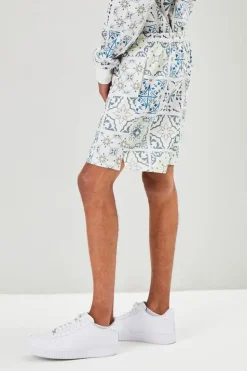 Ornate Print Drawstring Shorts