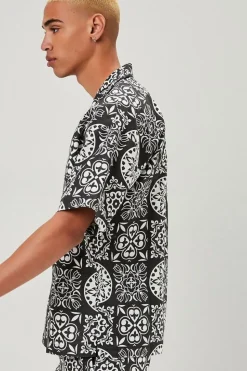 Ornate Print Linen-Blend Shirt