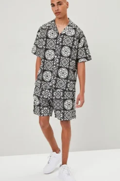 Ornate Print Linen-Blend Shirt