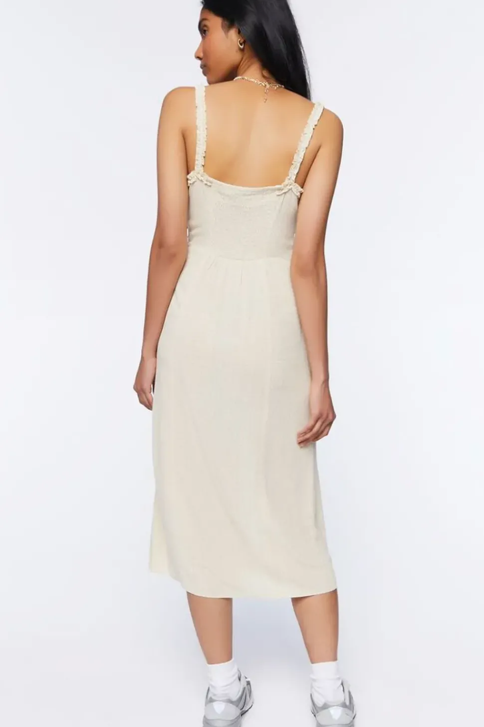 Ornate Print Ruffle-Trim Dress