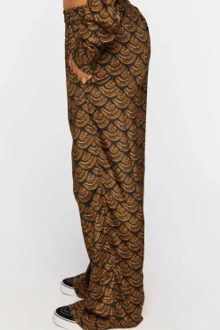 Ornate Print Wide-Leg Pants