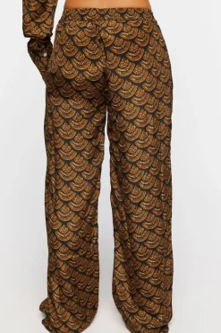Ornate Print Wide-Leg Pants