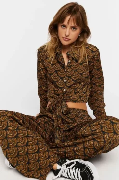 Ornate Print Wide-Leg Pants
