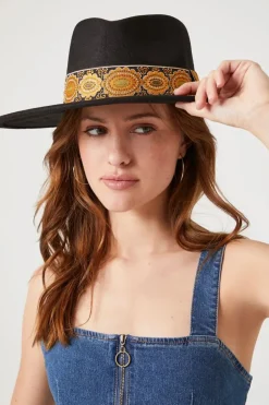 Ornate-Trim Brushed Fedora